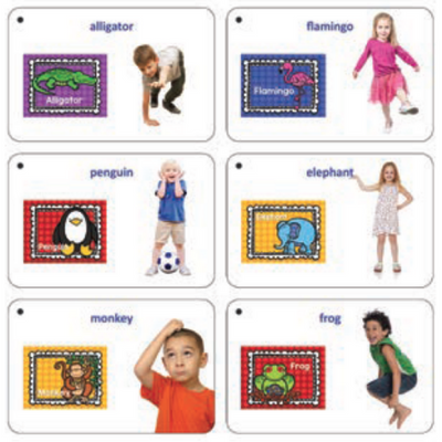 Charade Cards (Alligator, Flamingo, Penguin, Elephant, Monkey, Frog)