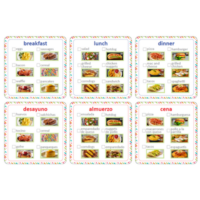 Dry Erase Menu English and Spanish