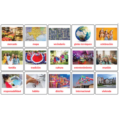 Large Word Bank Cards Spanish